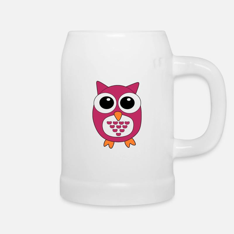 pinke Eule rosa Vogel - Bierkrug - Weiß