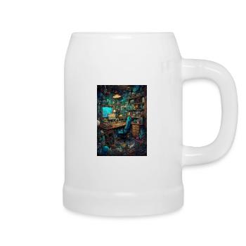 Living space of a computer nerd - Beer Mug - white - Right