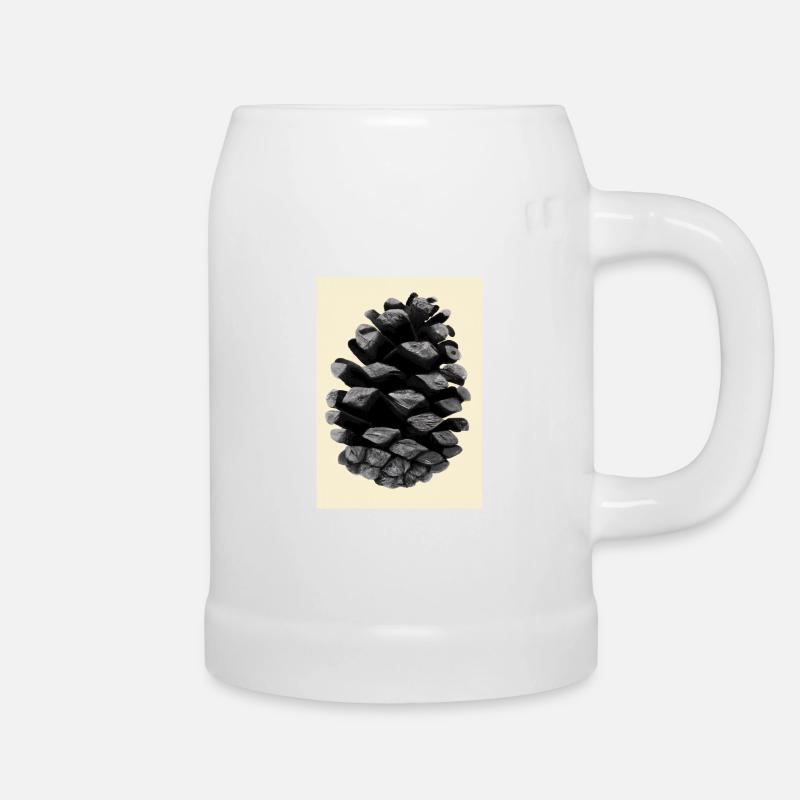 Schwarzer Kiefernzapfen - Bierkrug - Weiß