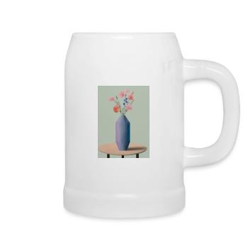 Fancy Blumen Vase - Bierkrug - Weiß - Rechts