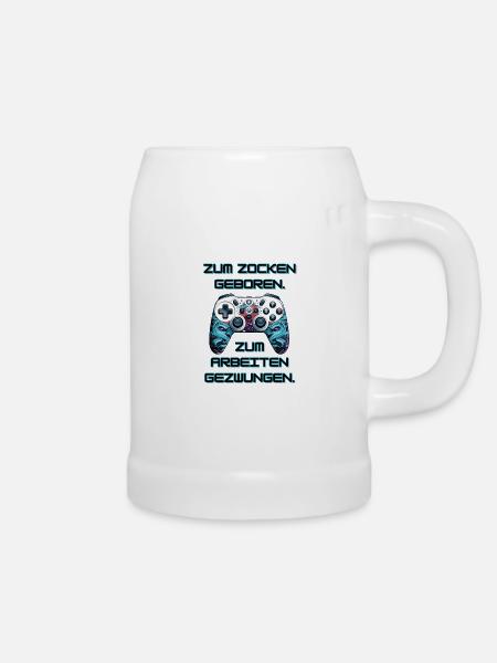 Zum Zocken Geboren... - Bierkrug - Weiß