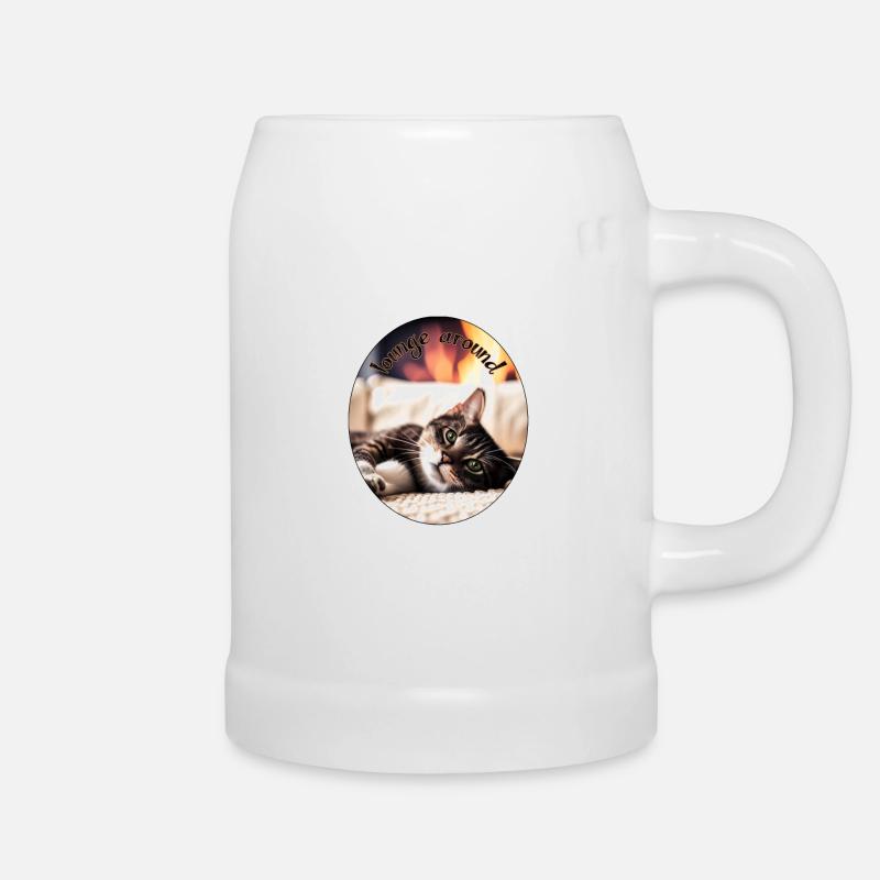Lazy cat 2 - Beer Mug - white