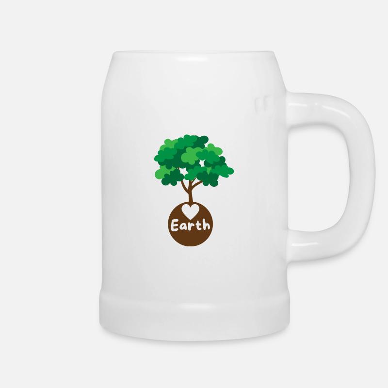 Baum auf dem Planeten Erde mit Herz - Bierkrug - Weiß
