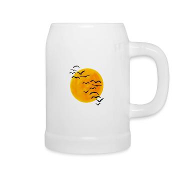 Sunset flock of birds - Beer Mug - white - Right