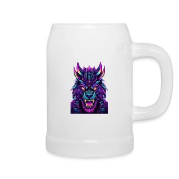 Neon Wolfsgeist - Chope en céramique - blanc - Droite
