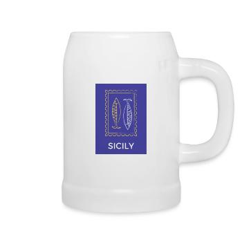 Sizilianische Fischsilhouette Sizilien - Bierkrug - Weiß - Rechts