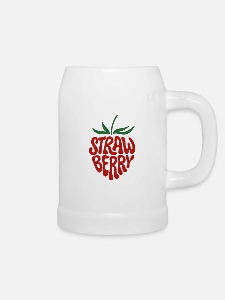 Erdbeere – Ästhetische Retro-Fruchtgrafikgestaltung - Bierkrug - Weiß