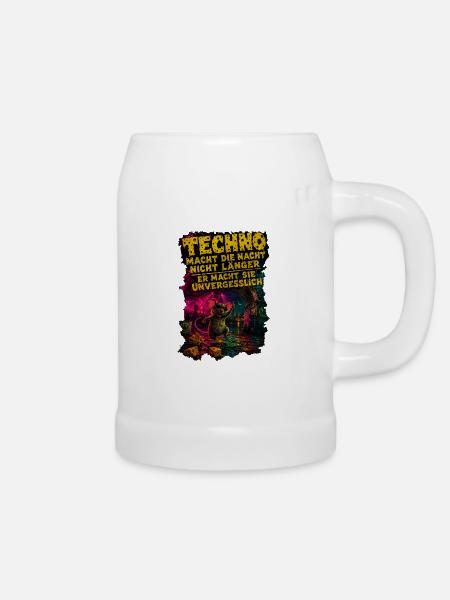 Techno Maus alles Käse außer Techno - Bierkrug - Weiß