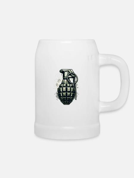 Detonate-Design: Klassische Granate - Bierkrug - Weiß