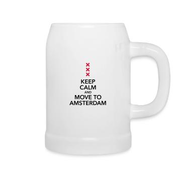 keep calm move to Amsterdam Holland Cross Cross - Beer Mug - white - Right