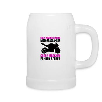 Motorrad Frauen Geschenk Bike Mädchen Mofa Moped - Bierkrug - Weiß - Rechts