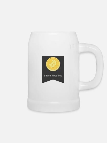 bitcoin fixes this - Bierkrug - Weiß