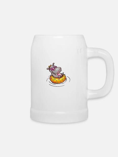 hippo with float - Bierkrug - Weiß