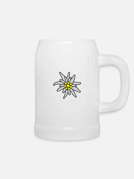 Blüte, Edelweiß - Bierkrug - Weiß
