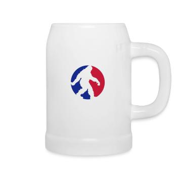 round sport circle walking going sideways - Beer Mug - white - Right