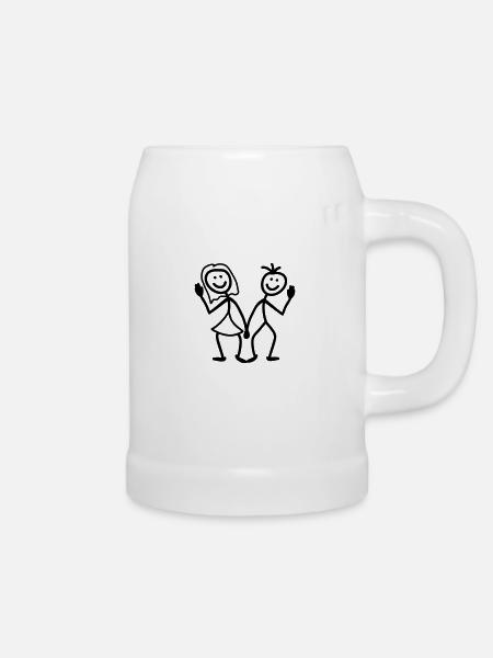 Freundlich Paar - Bierkrug - Weiß
