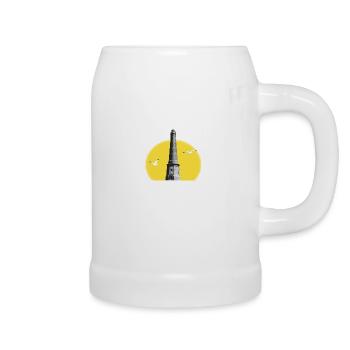 Borkum Neuer Leuchtturm weiss mit Sonne Shirt - Bierkrug - Weiß - Rechts