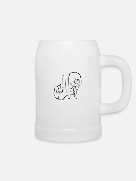 los_angeles_handzeichen - Bierkrug - Weiß