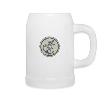 Ostseeliebe - Vintage Anker blau usedlook - Bierkrug - Weiß - Rechts