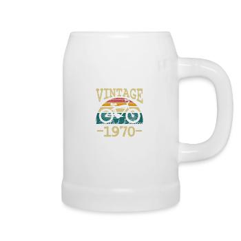 Vintage 1970 retro bicycle birthday gift - Beer Mug - white - Right