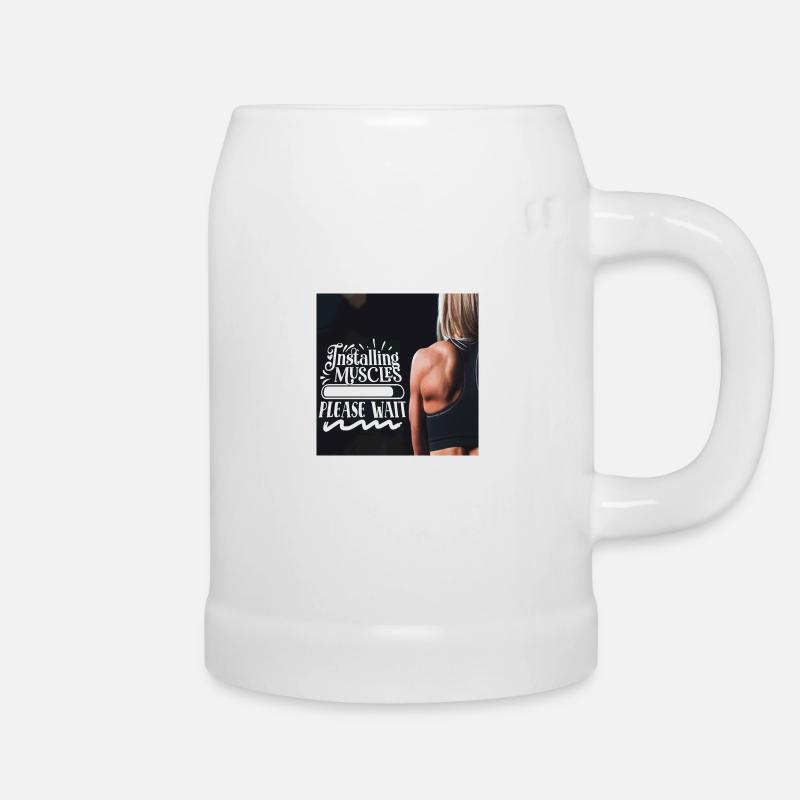 Installing muscles please wait - Beer Mug - white