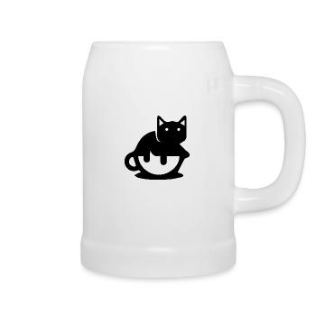 Chat Katze - Chope en céramique - blanc - Droite
