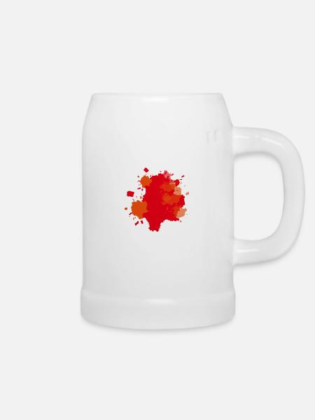 Farbklecks Orange - Bierkrug - Weiß