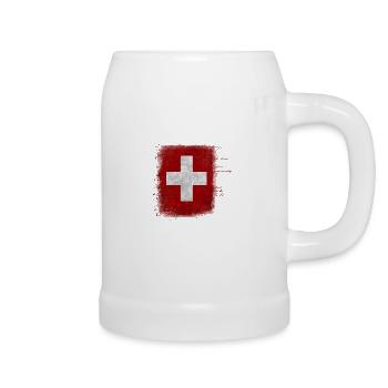 Drapeau de la Suisse - Chope en céramique - blanc - Droite