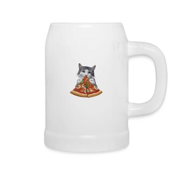 Fluffy Cat Pizza Restauration rapide - Chope en céramique - blanc - Droite