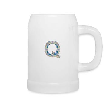 Lettre Q en mandala - Chope en céramique - blanc - Droite