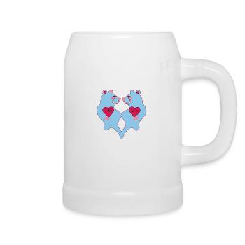 Blue bear pair - Beer Mug - white - Right