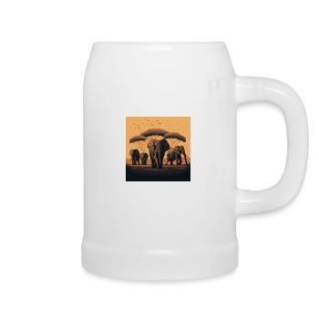 Friedliche Elefantenherde Geschenk - Bierkrug - Weiß - Rechts