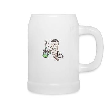 Lustiger Cartoon-Joint mit Bong - Bierkrug - Weiß - Rechts