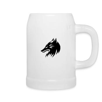 Wolf Head Portrait Tattoo Style - Beer Mug - white - Right