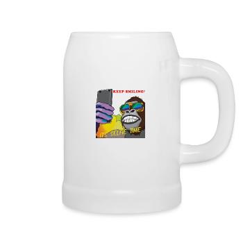 Funny gorilla makes selfie gift - Beer Mug - white - Right