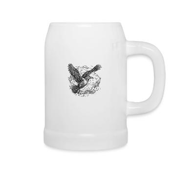 Flying seagull over the sea - Beer Mug - white - Right
