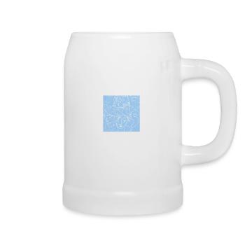 Face line blue - Chope en céramique - blanc - Droite
