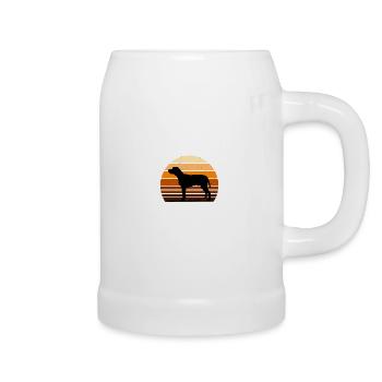 Braque Du Bourbonnais Dog Silhouette Retro Sunset - Beer Mug - white - Right
