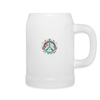 Peace and love - Chope en céramique - blanc - Droite