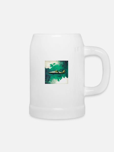 Weltraum-U-Boot-Kampfjet - Bierkrug - Weiß