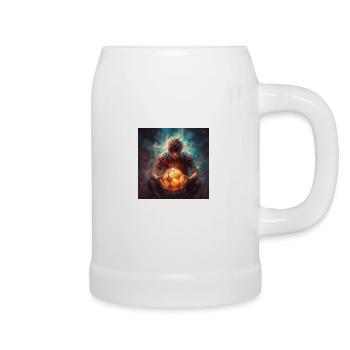 Football from fire aura - Beer Mug - white - Right