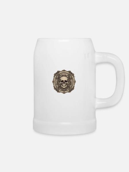 Dunkle Schädelwarnung - Bierkrug - Weiß