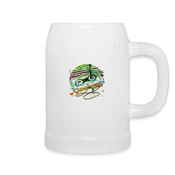 80s retro vintage funny 70s nostalgia music love - Beer Mug - white - Right