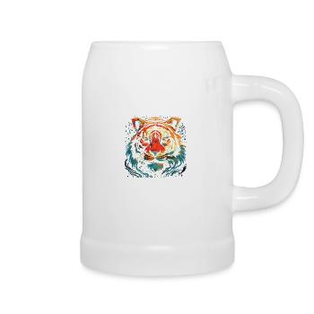 Tigre - Chope en céramique - blanc - Droite