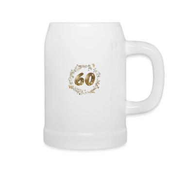Numéro 60, paillettes, couronne boho, personnalisable - Chope en céramique - blanc - Droite