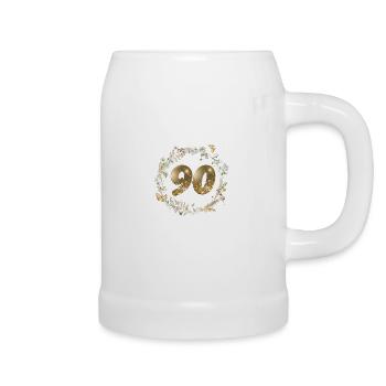 Numéro 90, paillettes, couronne boho, personnalisable - Chope en céramique - blanc - Droite