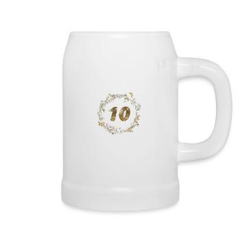 Numéro 10, paillettes, couronne boho, personnalisable - Chope en céramique - blanc - Droite