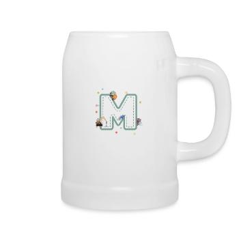 Buchstabe m Fahrzeug - personalisiertes Kindergeschenk - Bierkrug - Weiß - Rechts