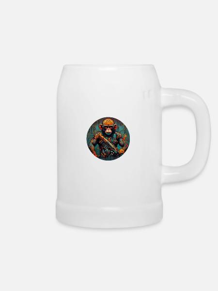 Cyborg Monkey - Bierkrug - Weiß