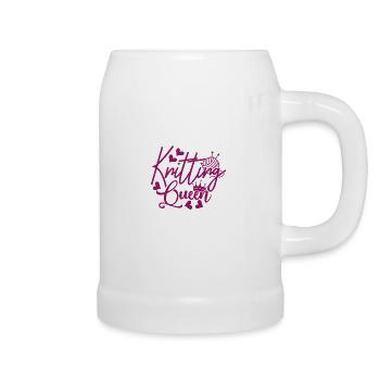 Knitting Queen, Knitting Crochet Handmade Hobby - Beer Mug - white - Right